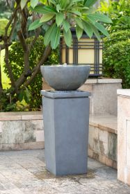 44.5" Polyresin Gray Zen Bowl Water Fountain, Outdoor Bird Feeder /Bath Fountains, Relaxing Water Feature for Garden Lawn Backyard Porch 44.5" Polyresin Gray Zen Bowl Water Fountain, Outdoor Bird Feeder /Bath Fountains, Relaxing Water Feature for Garden Lawn Backyard Porch