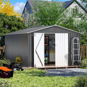 10' x 12' Steel Outdoor Storage Shed, Galvanized Steel Metal Garden Shed with Lockable Doors, Heavy-Duty Storage Tool House for Garden, Backyard 10' x 12' Steel Outdoor Storage Shed, Galvanized Steel Metal Garden Shed with Lockable Doors, Heavy-Duty Storage Tool House for Garden, Backyard